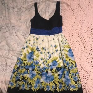 Black and blue floral dress